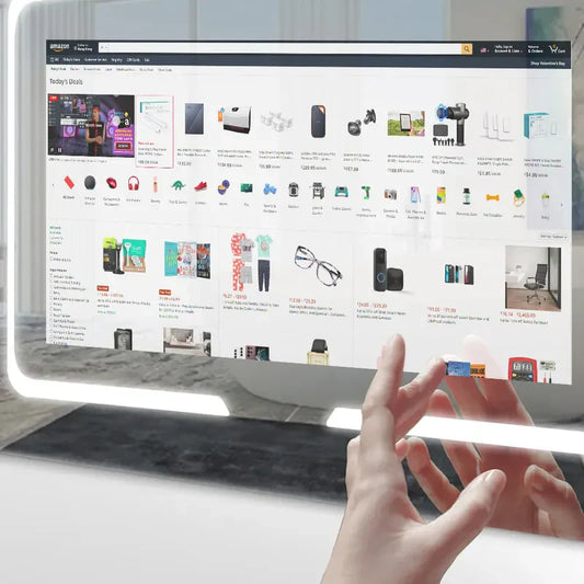 Smart Android Mirror 30" X 21" with 15" Touchscreen Display | Voice-Enabled, Wi-Fi & App Compatible