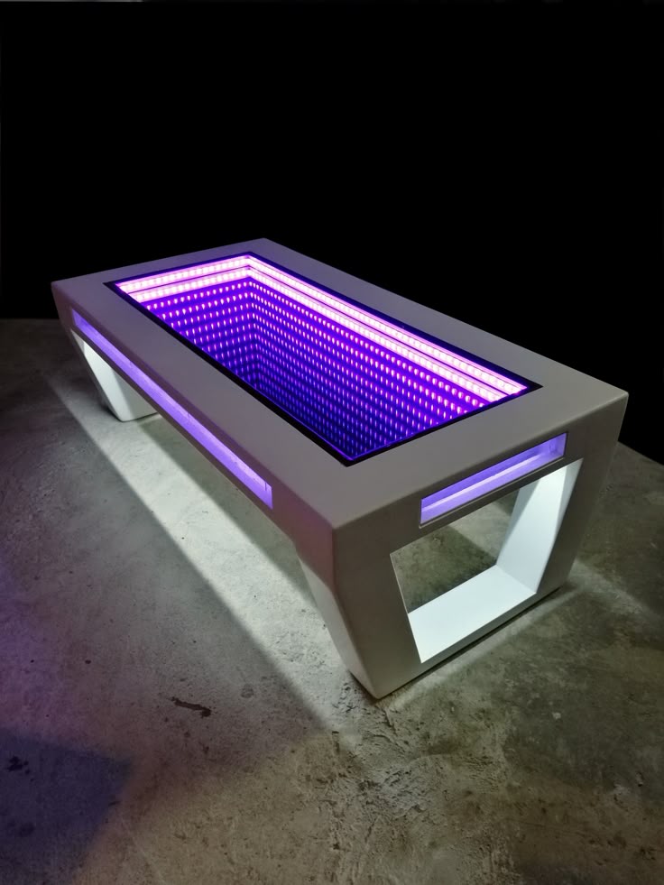 Infinity Mirror Art Table | LED Light Illusion Coffee Table with Personalized Design powered by Battery Under 6 Sq.ft