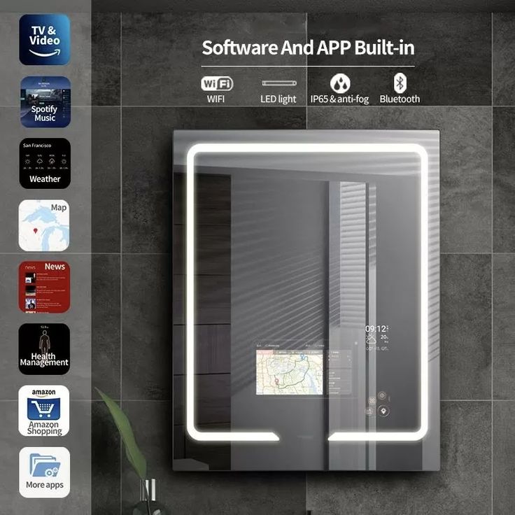 Smart Android Mirror 30" X 21" with 15" Touchscreen Display | Voice-Enabled, Wi-Fi & App Compatible