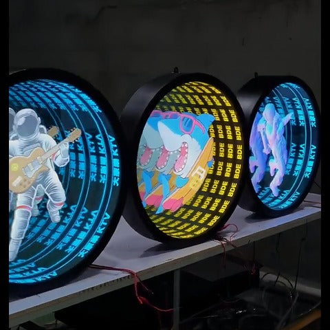 Infinity Mirror Wall Art | LED Light Illusion | Personalized Design & Size Options