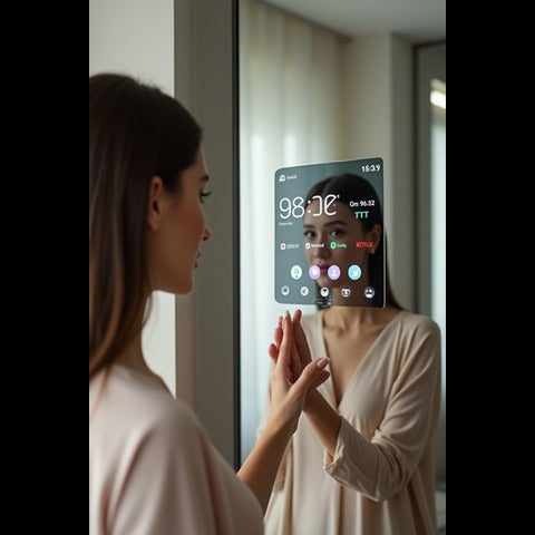 Smart Android Mirror 30" X 21" with 15" Touchscreen Display | Voice-Enabled, Wi-Fi & App Compatible