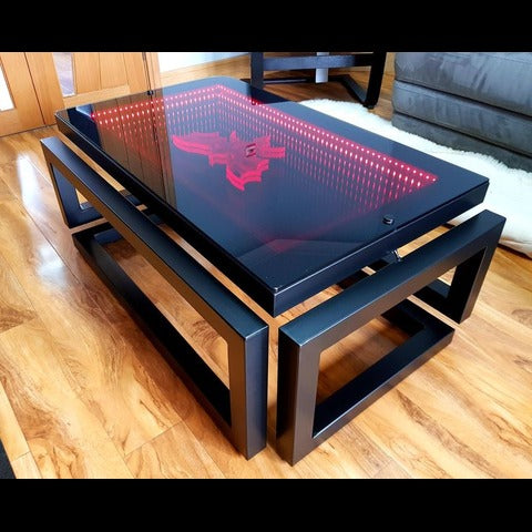 Infinity Mirror Art Table | LED Light Illusion Coffee Table with Personalized Design powered by Battery Under 6 Sq.ft