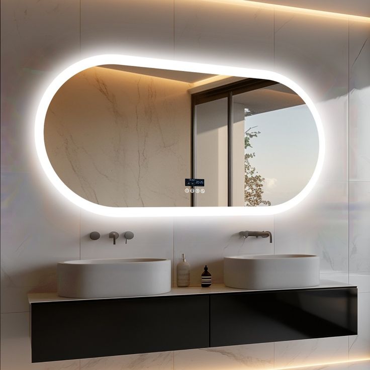 Smart LED Mirror with Defogger, Digital Clock & Bluetooth Speaker | Fully Customizable Design