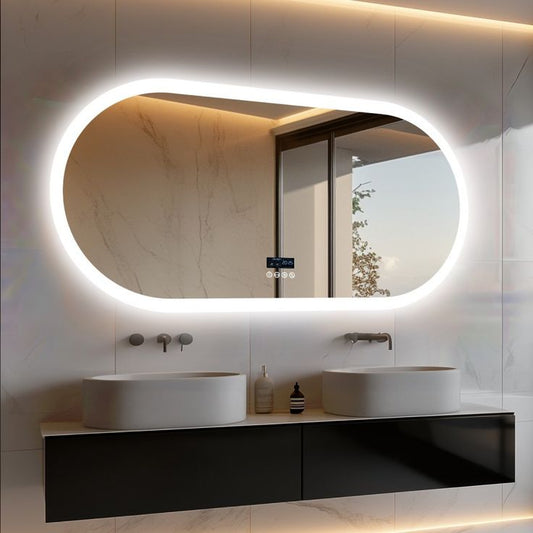 Smart LED Mirror with Defogger, Digital Clock & Bluetooth Speaker | Fully Customizable Design