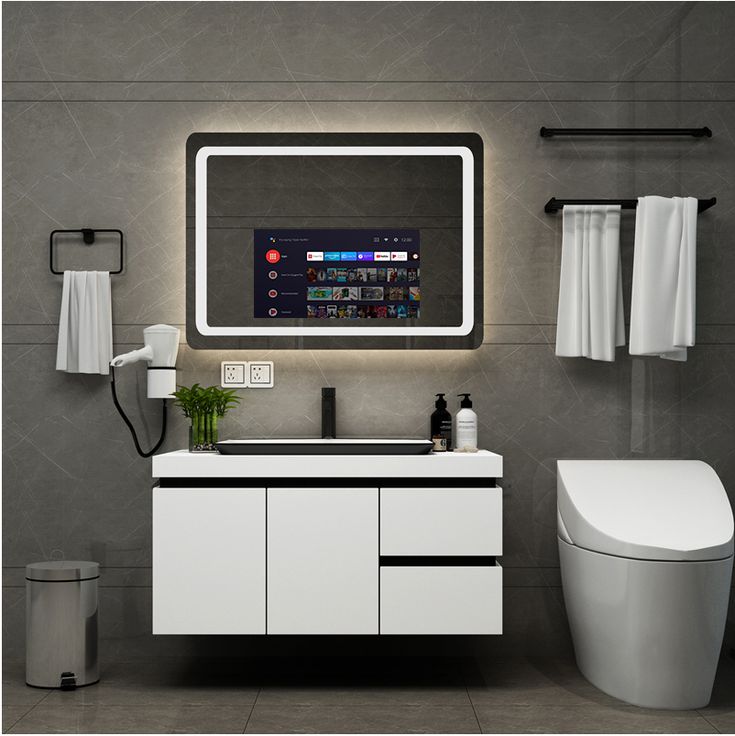 Smart Android Mirror 30" X 21" with 15" Touchscreen Display | Voice-Enabled, Wi-Fi & App Compatible